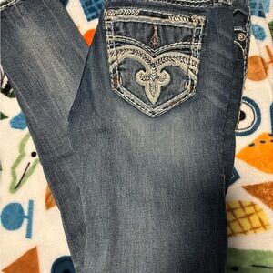 Rock Revival Women's Medium Wash Boot Cut Jeans with Fleur Pocket Embroidery